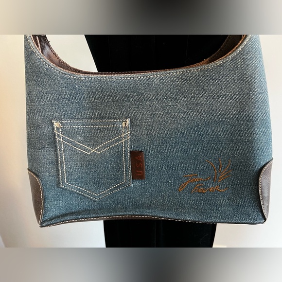 Jean Fever Leather & Denim Shoulder Bag - Picture 3 of 12